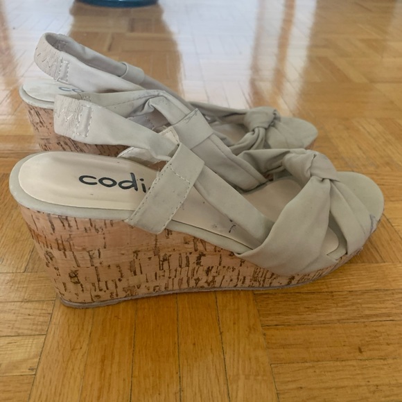 Codia Beige Wedge Sandals - Picture 1 of 5